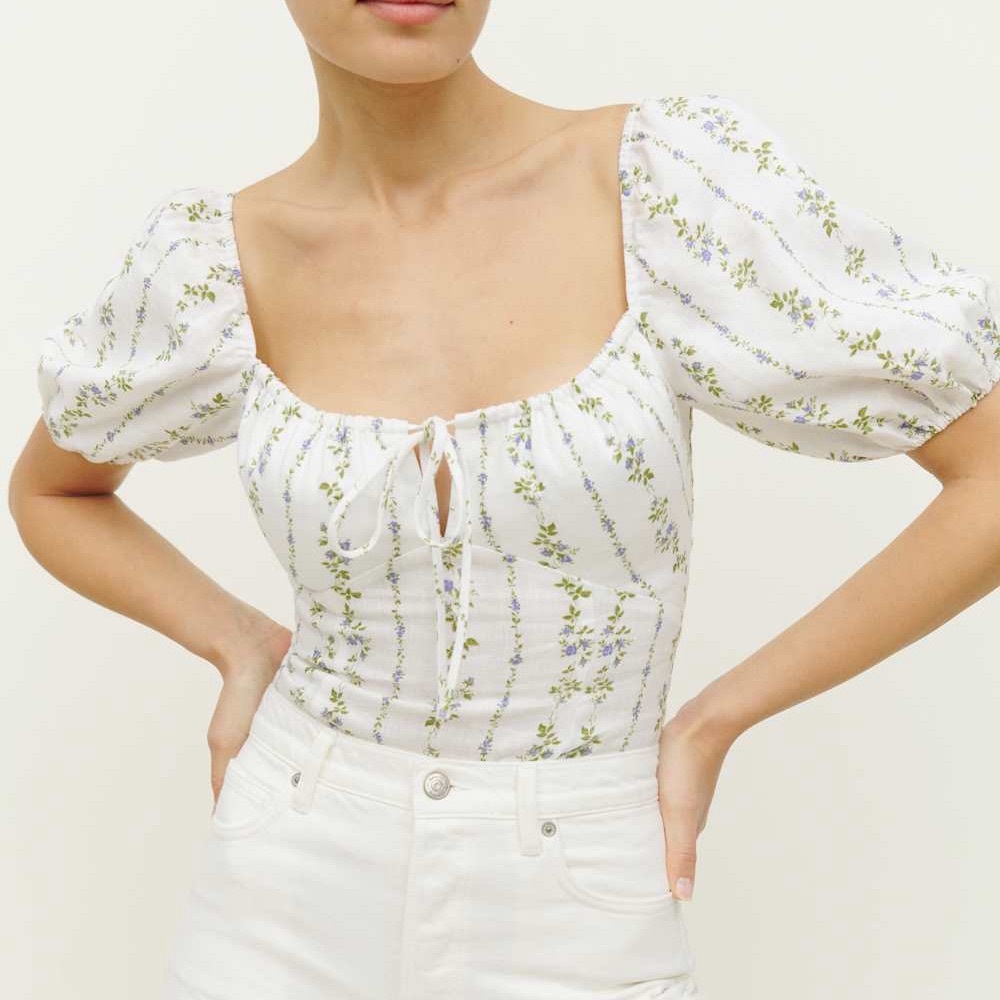 NEW Reformation Rory Linen Top in Chalet 2